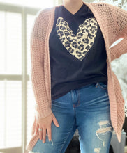 Load image into Gallery viewer, The Leopard Heart vneck tee
